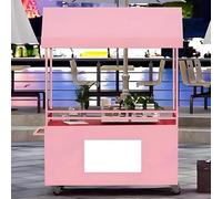 JIAOCKJIAO Carrito Venta de Planchas con Toldo, Puesto de Comida Móvil Portátil de 4 Ruedas, Carritos de Comida Al Aire Libre, para Comida Callejera, Refrigerios(Pink,120cm/47.2in)