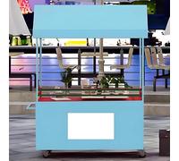 JIAOCKJIAO Carrito Venta de Planchas con Toldo, Puesto de Comida Móvil Portátil de 4 Ruedas, Carritos de Comida Al Aire Libre, para Comida Callejera, Refrigerios(Blauw,120cm/47.2in)