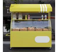 JIAOCKJIAO Expositor Móvil de Comida con Toldo, Carrito Portátil con Ruedas para Vendedores Ambulantes con Panel Acrílico, para Mercados, Comida Callejera, Eventos(Giallo)