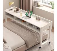 JIAOCKJIAO Mesa Auxiliar para Cama con Ruedas, Escritorio Rodante de 85cm de Alto con Separadores, Carrito Portátil para Portátil con Cajones, para Dormitorios(Wit,94x20in/240x50cm)