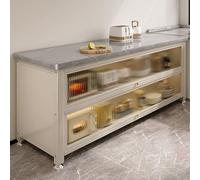 JIAOCKJIAO Mueble Auxiliar de Comedor para Microondas, Buffet con Ruedas de 360°, Compartimentos con Encimera de Losa de Roca, para Comedor, Sala de Estar, Pasillo(Wit,47x31in)