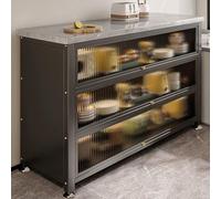 JIAOCKJIAO Mueble Auxiliar de Comedor para Microondas, Buffet con Ruedas de 360°, Compartimentos con Encimera de Losa de Roca, para Comedor, Sala de Estar, Pasillo(Gray,31x46in)