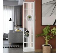 JIAOCKJIAO Pantalla Partición Blanco con Estantes, Separador de Ambientes Partición de Pared de Madera, Organizador Columna Separadora Independiente, for Dormitorio(Single,74.8x20.1in/190x51cm)