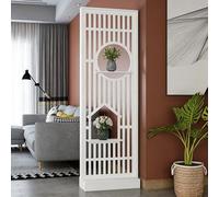 JIAOCKJIAO Pantalla Partición Blanco con Estantes, Separador de Ambientes Partición de Pared de Madera, Organizador Columna Separadora Independiente, for Dormitorio(Double,74.8x20.1in/190x51cm)