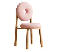 JIAOCKJIAO Sillas de Comedor Donut, Sillas de Cocina Tapizadas con Respaldo, Silla de Salón Brazos con Patas de Metal, Sillón de Felpa con Acento para Dormitorio, Balcón(Pink+Natural,1PCS)