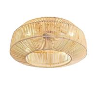 JIAODIE Ventilador De Techo Con Lámpara Vintage País Mimbre Bambú Mimbre Tejido Ventilador Lámpara De Araña Silencioso Y De Bajo Ruido 6 Velocidades Regulables Salón Dormitorio Ventilador Luz
