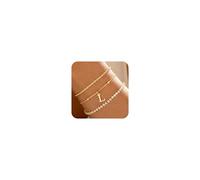 JIAOGE Pulseras de oro para mujeres y niñas, juego de joyas de oro delicadas con iniciales, bonitas pulseras de cuerda ajustable, pulseras de tenis, regalos para mujeres, adolescentes y niñas, 6.5"+2