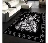 JIAOJING Alfombra De Altar De Bruja con Pentagrama De Sol Y Luna para Sala De Estar Decoración Gótica Sofá Alfombras De Mesa Felpudo Alfombra Antideslizante 80X120Cm
