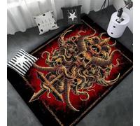 JIAOJING Alfombra De Área De Calavera De Cabra Demoníaco Decoración De Alfombra Roja Sangre Satanic Mat-Satanic Home Decor 160X280Cm