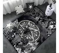 JIAOJING Alfombra De Área De Calavera De Cabra Demoníaco Decoración De Alfombra Roja Sangre Satánica para El Hogar 60X90Cm