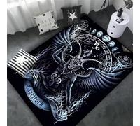 JIAOJING Alfombra De Área De Calavera De Cabra Y Demonio Decoración De Alfombra Roja Sangre Satánica para El Hogar 80X120Cm