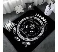 JIAOJING Alfombra De Área De Calavera De Cabra Y Demonio Decoración De Alfombra Roja Sangre Satánica para El Hogar 50X80Cm