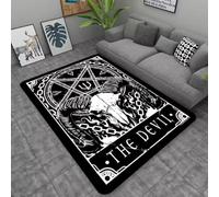 JIAOJING Alfombra De Área De Calavera De Cabra Y Demonio Decoración De Alfombra Roja Sangre Satánica para El Hogar 120X160Cm