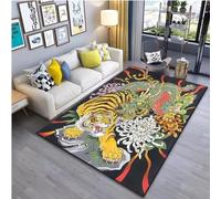 JIAOJING Alfombra De Patrón De Tatuaje De Tigre De Arte Japonés Sala De Estar Dormitorio Mesita De Noche Alfombra De Piso De Baño Alfombras De Área Decoración De Alfombra 160X230Cm