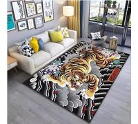 JIAOJING Alfombra De Patrón De Tatuaje De Tigre De Arte Japonés Sala De Estar Dormitorio Mesita De Noche Alfombra De Piso De Baño Alfombras De Área Decoración De Alfombra 160X280Cm