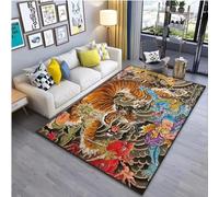 JIAOJING Alfombra De Patrón De Tatuaje De Tigre De Arte Japonés Sala De Estar Dormitorio Mesita De Noche Alfombra De Piso De Baño Alfombras De Área Decoración De Alfombra 80X150Cm