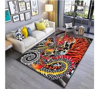 JIAOJING Alfombra De Patrón De Tatuaje De Tigre De Arte Japonés Sala De Estar Dormitorio Mesita De Noche Alfombra De Piso De Baño Alfombras De Área Decoración De Alfombra 60X90Cm