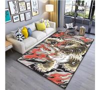 JIAOJING Alfombra De Patrón De Tatuaje De Tigre De Arte Japonés Sala De Estar Dormitorio Mesita De Noche Alfombra De Piso De Baño Alfombras De Área Decoración De Alfombra 80X120Cm