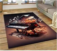 JIAOJING Alfombra De Sueño Piano Tecla Instrumento De Música Alfombra De Dibujos Animados para El Hogar Sala De Estar Sofá Felpudo Decoración Alfombra De Piso Antideslizante 120X160Cm