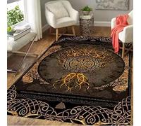 JIAOJING Alfombra Vikinga Tree of Life Viking Tolfom Viking Celtic Viking Antideslizante para Decoración De Baño 160X280Cm
