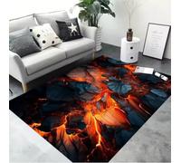 JIAOJING Alfombras De Lava Volcán Magma Alfombra para Decoración del Dormitorio Salón Alfombras De Gran Espacio Y Alfombra Antideslizante De Noche 160X230Cm