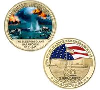 JIAOJING Moneda Conmemorativa del 80º Aniversario del Ataque A Pearl Harbor Moneda Conmemorativa Monedas De Desafío Chapadas En Oro Regalo De Souvenirs