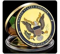 JIAOJING Moneda Conmemorativa Embajada De EE.UU. Moneda Donald Trump Challenge Israel Moneda De Recuerdo Coleccionable Chapada En Oro