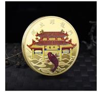 JIAOJING Moneda Conmemorativa La Carpa Ha Saltado A Través De La Moneda De Colección Chapada En Oro De The Dragon'S Gate Lucky Challenge