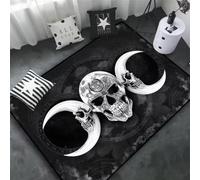 JIAOJING Triple Moon and Pentagram Altar Or Tarot Witchy Floor Mat Black Witch Rug Gothic Decor Divination Runic Carpet 160X230Cm