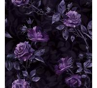 JIAOQSS Papel pintado autoadhesivo Flores retro de color morado oscuro Envoltura de vinilo papel tapiz adhesivo adhesivo para muebles papel de contacto adhesivo sala de estar dormitorio