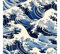 JIAOQSS Vinilo adhesivo para pared Ola marina en acuarela Papel tapiz adhesivo Ola marina grande de color azul impermeable extraíble con parte posterior adhesiva para pared de gabinete dormitorio