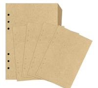 Jiaoshou Pan 240 Hojas Papel de Recambio A5 en Blanco, Hojas Sueltas de 6 Agujeros de Papel Kraft, Papel Grueso Retro para Carpeta de 6 Anillas, Diario de Viaje y Bricolaje