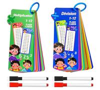 Jiaoshou Pan 30 Tablas de Multiplicar para Niños, 0-12 Tarjetas Estudio con 4 Marcadores Borrables, Juego de Tarjetas de Aprendizaje para Escuela y el Hogar (Multiplicación y División)