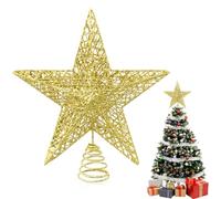 Jiaoshou Pan Estrella Dorado en La Copa del Árbol, Punta de Árbol de Navidad Dorada Apto Decoración Navidad Adecuados (25 cm)