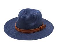 JIAPIKA Sombrero ligero de fibra natural para el sol, sombrero de barco con diseño clásico, adecuado para fiestas en el jardín, excursiones y vacaciones, playa, vacaciones, azul cian, S-XXL