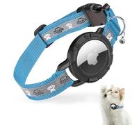 JIARUI - Collar reflectante para gatos Airtag, collar de gato integrado de Apple, collar de rastreador de gatos GPS con soporte para Airtag y campana, collar ligero para gatos y cachorros (azul, XS (7