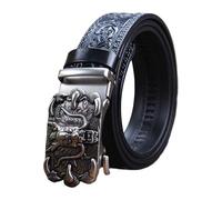 JIARY Black a,105CM/41.3'',Cinturón De Cuero para Hombre, Hebilla De Trinquete Automático, Cinturón Vaquero De Cuero Occidental Grabada En Relieve Vintage