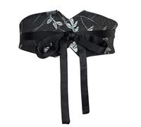 JIARY Cinturón Ancho Mujer, Cinturon Vintage Bordado Artesanal Chino,Cinturones De Mujer,Cinturón De Corsé Elegante para Hanfu,Vestidos,Banquetes,Fiestas De Disfraces,Negro