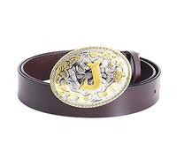 JIARY Cinturón, Cinturón Casual Para Hombres Moda Dos Colores Hebilla Cabeza Patrón De Letra J Ropa De Trabajo,(a) j brown,100CM/39.4''