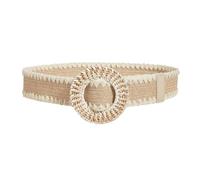 JIARY Cinturón Elástico Trenzado Bohemio Tejido De Paja con Hebilla De Mujer, Cinturones De Mujer Anchos para Vestido De Verano, Falda Corta,Beige,100CM/39.4''