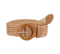 JIARY Cinturón Elástico Trenzado para Mujer Cinturón Bohemio Tejido De Paja con Hebilla De Madera, Cinturones De Mujer Anchos para Vestido De Verano, Falda Corta,Caqui,110CM/43.3''