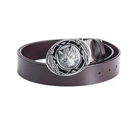 JIARY Cinturón Hombre, Cinturon de Cowboy Occidental de Cuero con Patrón de oso 3D Hebilla Decorativa de Aleación Cinturón Retro,Marrón,125CM/49.2''