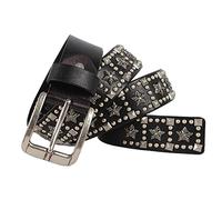 JIARY Cinturón Hombre, Cinturón de Piel para Hombre con Tachuelas, cinturón con Remaches de Punk Rock, cinturón gótico con Tachuelas para Ropa gótica,Negro,110cm/43.3''