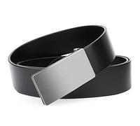 JIARY Cinturón para Hombre, cinturón mecánico de Cuero Negro para Hombre, cinturón de diseñador de Cuero Genuino, Longitud del tamaño se Puede Cortar, con Caja de Regalo,Negro,110CM/43.3''