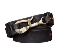 JIARY Cinturon Vaquero Hombre Con Hebilla De Gancho De Latón Personalizada, Cinturón De Cuero Genuino,Negro,105CM/41.3''