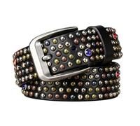 JIARY Cinturones con Tachuelas para Hombre Mujer, Cinturones De Diamantes Brillantes, Cinturón Punk Rock para Vaqueros,Chaquetas,Carnavales, Accesorio Hip Hop Rap,Negro,125CM/49.2''