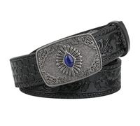 JIARY Cinturones Cowboy Hombre, Cinturón De Cuero Occidental, Cinturón De Vaquero con Hebilla Automática Grabada Vintage para Pantalones Jeans,Accesorio Estilo Vaquero,Negro,125CM/49.2''