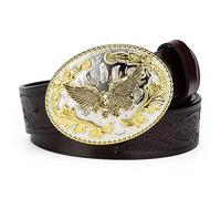 JIARY Cinturones Hombre águila, Cinturón Hombre de Occidental Serie Buitre, Cinturón de Vaquero Hebilla de águila Alzada Cinturón Grabado en Relieve Vintage,Marrón,120CM/47.3''