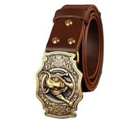 JIARY Cinturones Hombre Cuero, Cinturones Moda de Cowboy Occidental, Cinturón de Animales Ajustable con Hebilla Metálica con Diseño de Toro de Cuernos Largos,Marrón,125CM/49.2''
