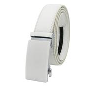 JIARY Cinturones Hombre Cuero Trinquete, Cinturon Ajustable Moda para Vaqueros, Cinturón de Piel de Vacuno Ajustable con Hebilla Automática de Aleación,Blanco,10CM/43.3''